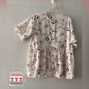 Floral Print Women's Top - Cream B-2